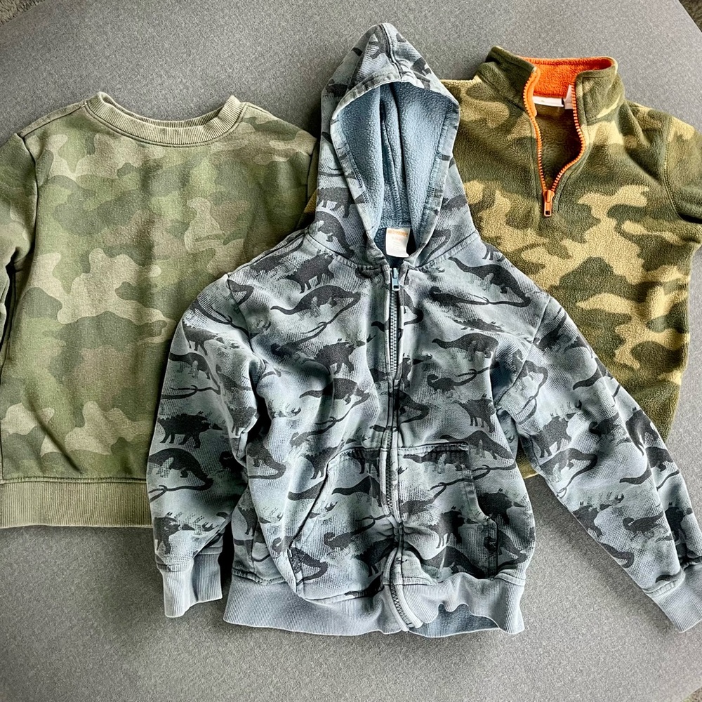 Set of 3 Camouflage/Camo Sweatshirts Boys Size 5